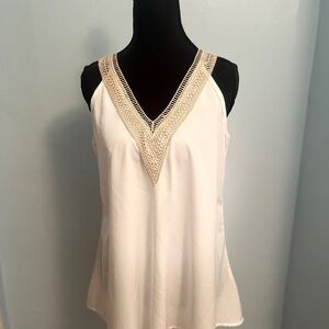 Chic White Camisole with Gold Detailing